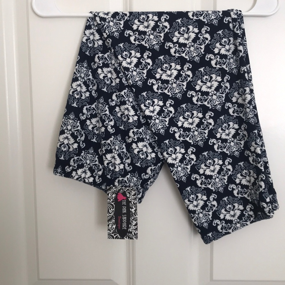 Navy and White Capri Leggings